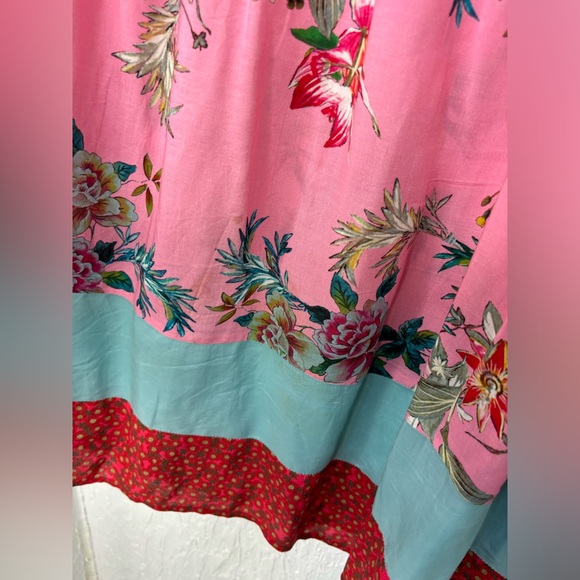 Johnny Was Malakye Pink & Red Long Sleeve Cover-Up Floral Dress Size Medium - Picture 8 of 9